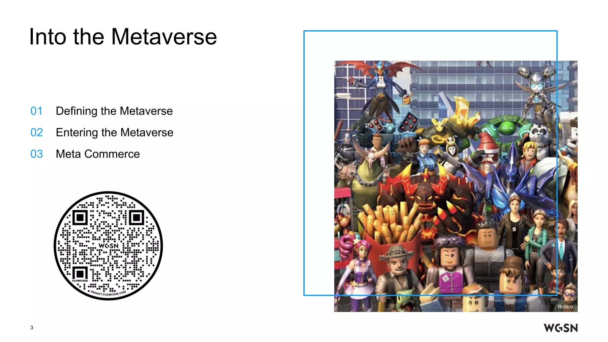 Into the Metaverse
3
Roblox
01 Defining the Metaverse
02 Entering the Metaverse
03 Meta Commerce
 