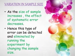 Errors: types, determination and elimination | PPT