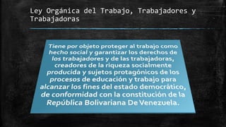 Ley Orgánica del Trabajo, Trabajadores y
Trabajadoras
 