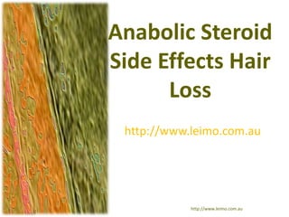 Anabolic Steroid
Side Effects Hair
      Loss
 http://www.leimo.com.au




            http://www.leimo.com.au
 