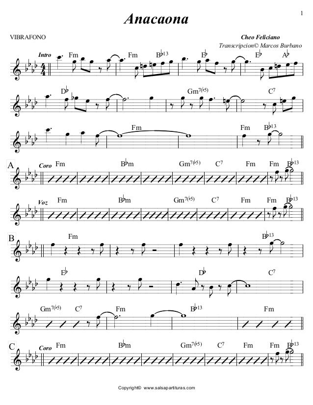 anacaona vibrafono almost there sheet music free