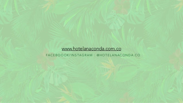 FA C E B O O O K / I N S TA G R A M : @ H O T E L A N A C O N D A . C O
www.hotelanaconda.com.co
 
