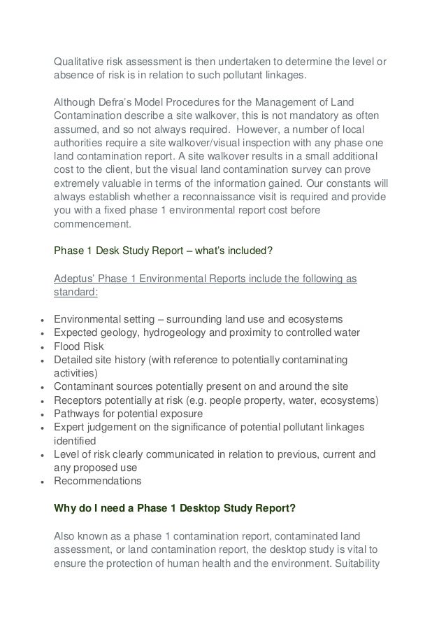 An Adeptus Phase 1 Desk Study report