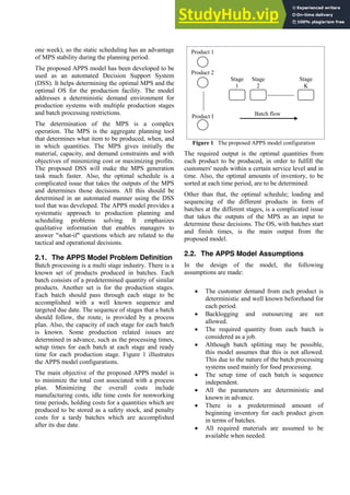 AN ADVANCED PRODUCTION PLANNING AND SCHEDULING SYSTEM FOR BATCH PROCESS ...