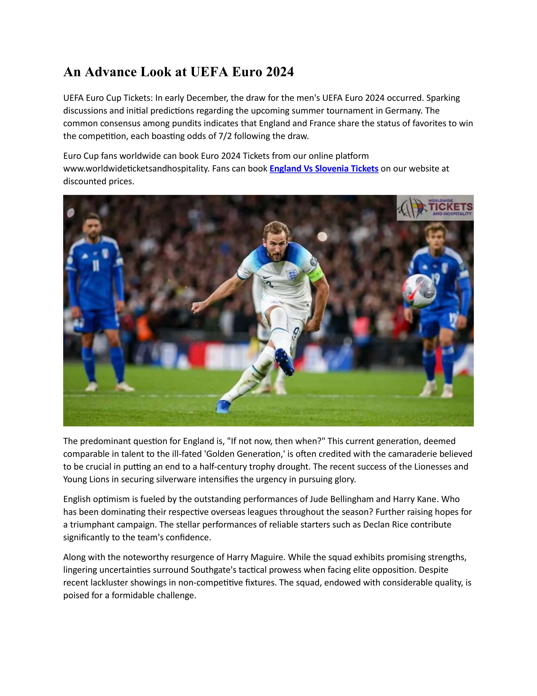 England Vs Slovenia Tickets An Advance Look at UEFA Euro 2024.docx