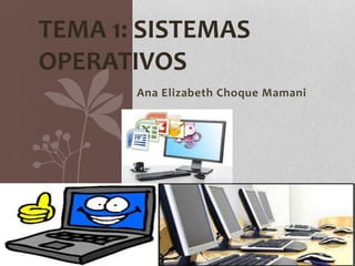 TEMA 1: SISTEMAS 
OPERATIVOS 
Ana Elizabeth Choque Mamani 
 