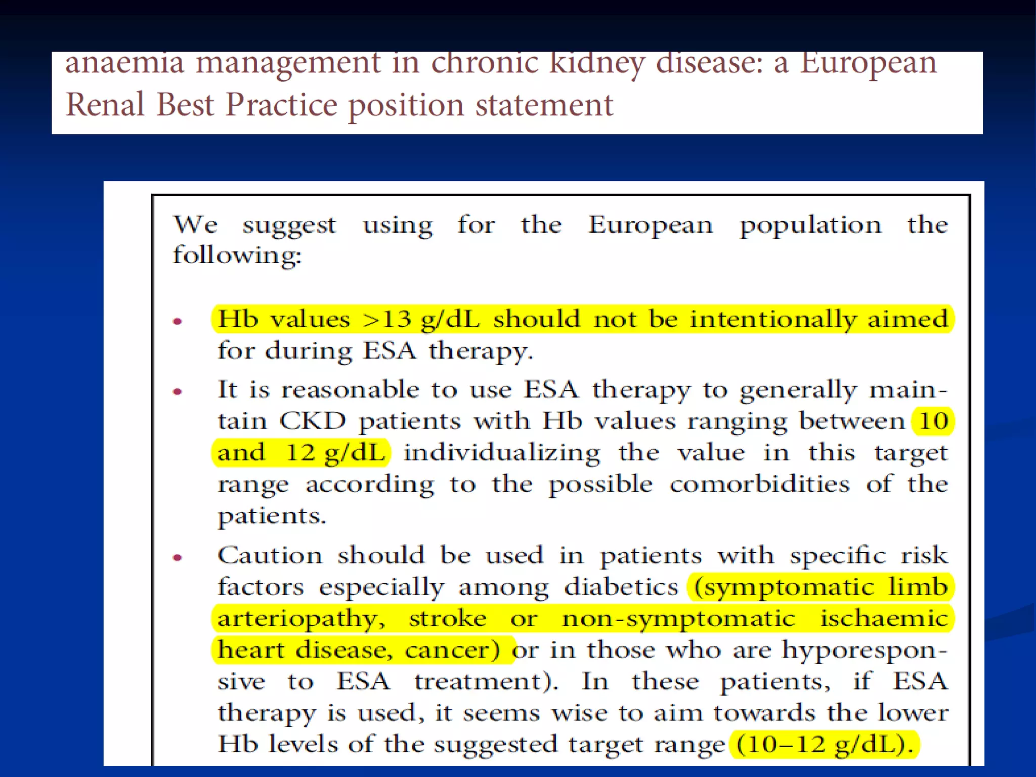 Anaemia of chronic kidney disease GUIDELINES TO PRACTICE 2013 | PDF