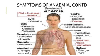 SYMPTOMS OF ANAEMIA, CONTD
 