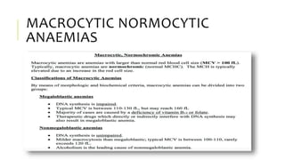 MACROCYTIC NORMOCYTIC
ANAEMIAS
 