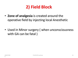 Local Anesthesia Field Block Anaesthesia ---- | PPTX