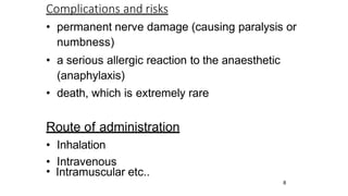 Anaesthetic Risks ANAETHESIA in surgical nursing at university | PPTX