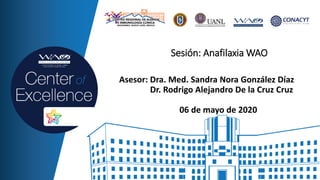 Asesor: Dra. Med. Sandra Nora González Díaz
Dr. Rodrigo Alejandro De la Cruz Cruz
06 de mayo de 2020
Sesión: Anafilaxia WAO
 
