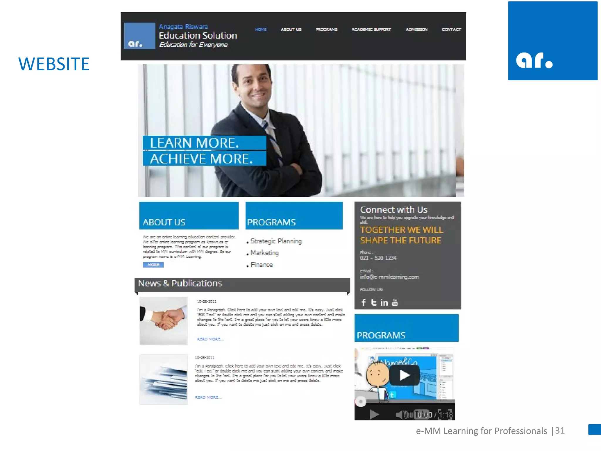 31 
e-MM Learning for Professionals | 
WEBSITE  