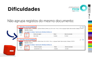 Diﬁculdades
Não agrupa registos do mesmo documento:
 