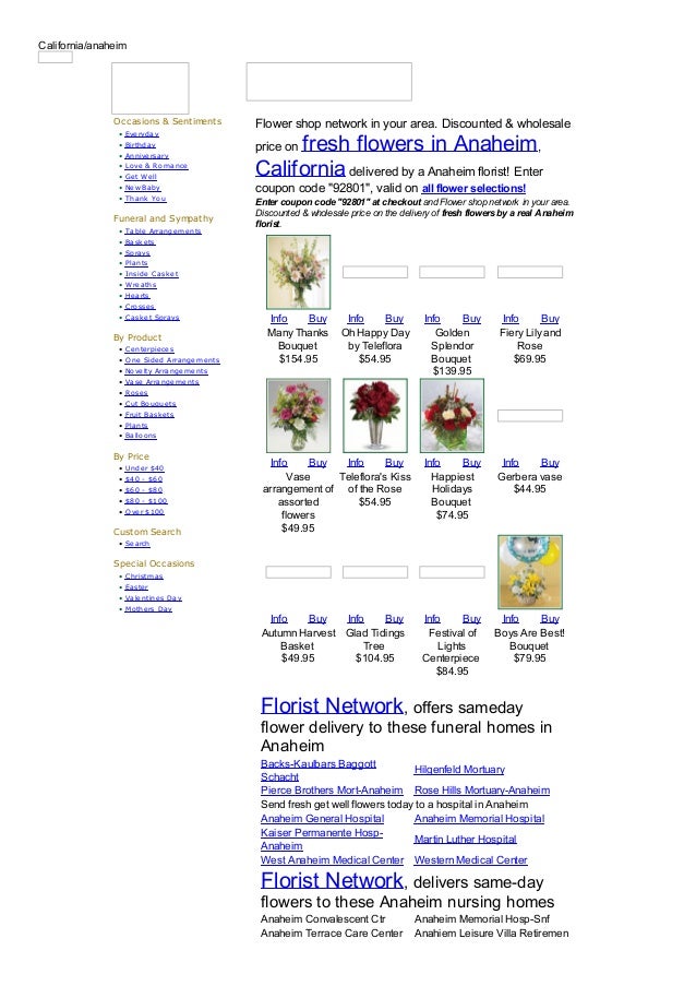 Anaheim Flowers and Florists Online Discount Flower Shop