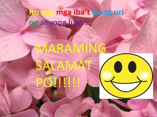 Ito ang  mga iba’t  ibang uri  ng   anyong lupa! MARAMING SALAMAT PO!!!!!! 