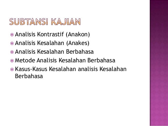 Analisis Kesalahan Berbahasa