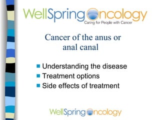 Cancer of the anus or anal canal ,[object Object],[object Object],[object Object]