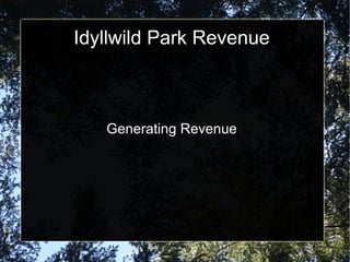 Idyllwild Park Revenue



   Generating Revenue
 