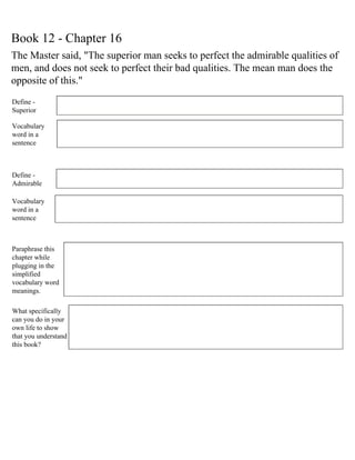 Analects Worksheet