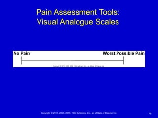18Copyright © 2011, 2003, 2000, 1994 by Mosby, Inc., an affiliate of Elsevier Inc.
Pain Assessment Tools:
Visual Analogue Scales
 