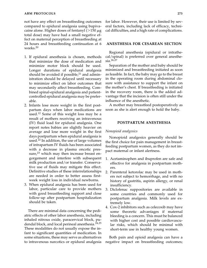 Analgesia And Anesthesia For The Breastfeeding Mother