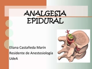 ANALGESIA
          EPIDURAL



Eliana Castañeda Marín
Residente de Anestesiología
UdeA
 