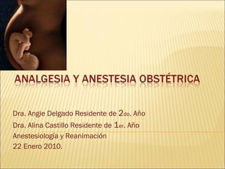 Dra. Angie Delgado Residente de  2 do . Año  Dra. Alina Castillo Residente de  1 er . Año  Anestesiología y Reanimación 22 Enero 2010. 