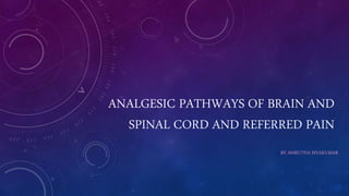 ANALGESIC PATHWAYS OF BRAIN AND
SPINAL CORD AND REFERRED PAIN
BY AMRUTHA SIVAKUMAR
 