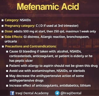 Analgesics used in Dental Practice