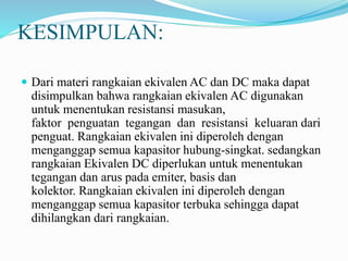 Analisa ac pada transistor | PPTX