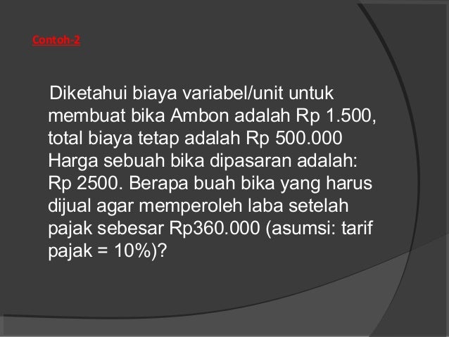 Analisa BEP (Matematika Bisnis)