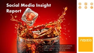 Listening about Coca-Cola and it’s soft-drink
business category on Digital conversation
[Period : Dec 1st – Dec 19th 2014]
Social Media Insight
Report
 