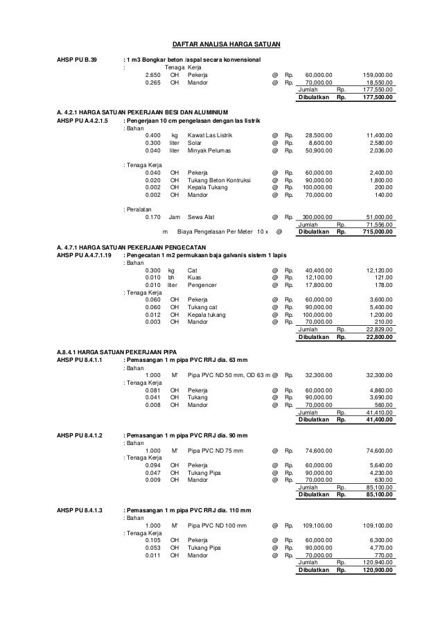  Analisa  harga  satuan 