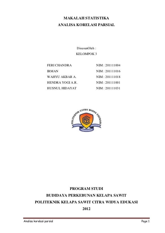 Analisa Korelasi Parsial