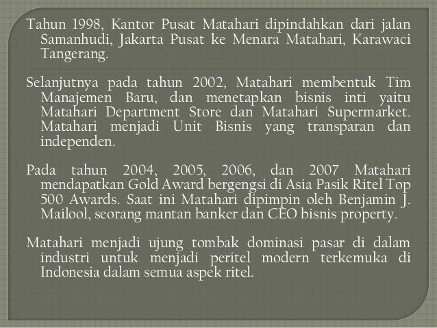 metode penelitian terhadap konsep market retail Matahari