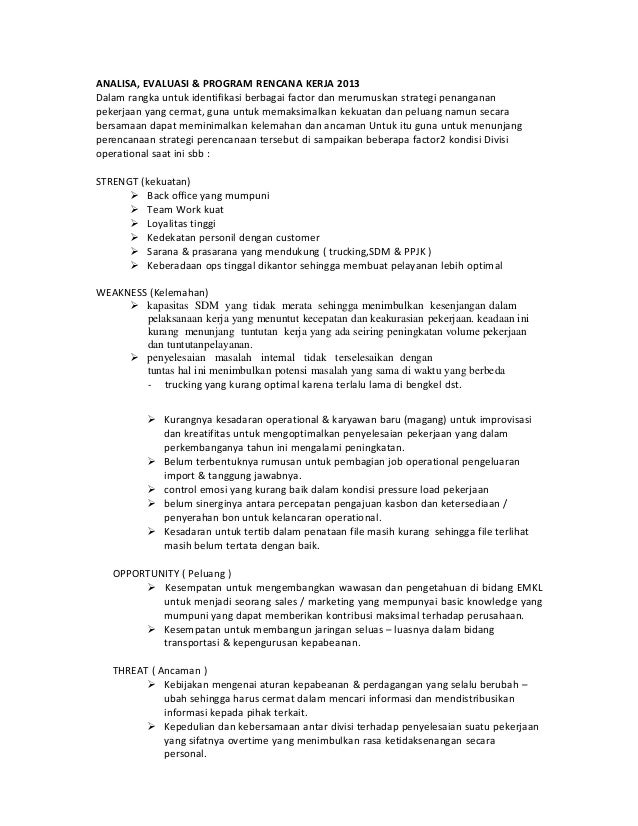 Analisa Program Kerja