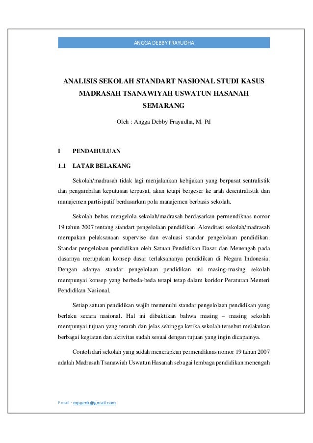 Analisa Sekolah Standart Nasional