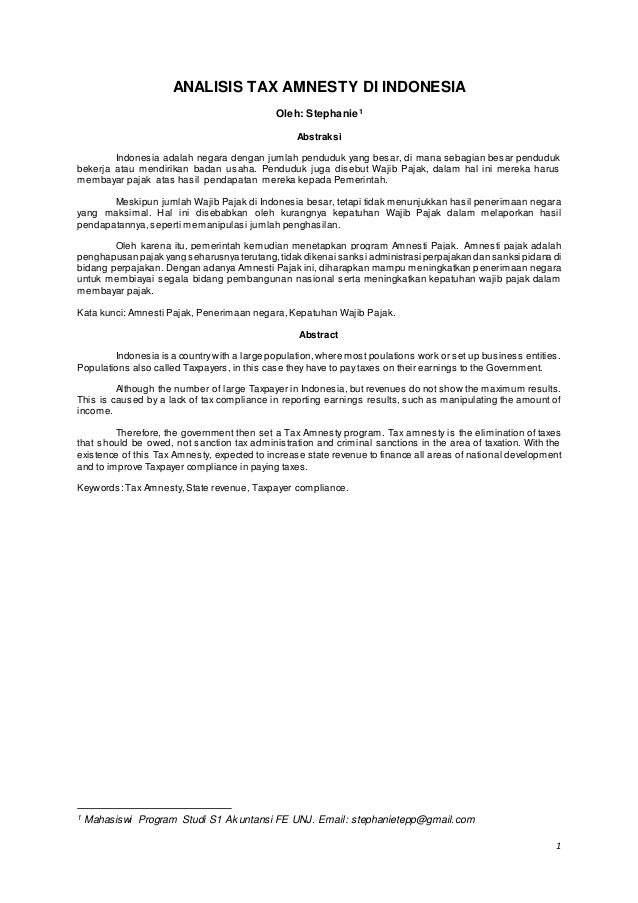 Analisa Tax Amnesty Karya Ilmiah Stephanie S1 Akuntansi A Fakultas