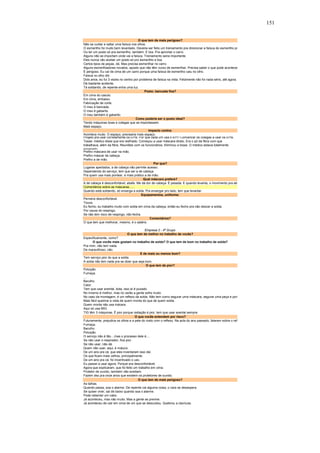 151 
O que tem de mais perigoso? 
Não se cuidar e saltar uma faísca nos olhos. 
O esmerilho foi muito bem levantado. Deveria ser feito um treinamento pra direcionar a faísca do esmerilho pr 
Ou ter um posto só pra esmerilho, também. E lixa. Pra aprontar o carro. 
Alguns não se importam onde vai a faísca. Treinamento seria importante. 
Eles nunca vão aceitar um posto só pro esmerilho e lixa. 
Certos tipos de peças, dá. Mas precisa esmerilhar no carro. 
Alguns esmerilhadores novatos, aposto que não têm curso de esmerilhar. Precisa saber o que pode acontece 
É perigoso. Eu caí de cima de um carro porque uma faísca de esmerilho caiu no olho. 
Faísca no olho dói. 
Dois anos, eu fui 3 vezes no centro por problema de faísca na vista. Felizmente não foi nada sério, até agora. 
Dá bastante acidente. 
Tá soldando, de repente entra uma luz. 
Posto: bancada fixa? 
Em cima do casulo. 
Em cima, embaixo. 
Fabricação de corte. 
O meu é bancada. 
O meu é gabarito. 
O meu também é gabarito. 
Como poderia ser o posto ideal? 
Tendo máquinas boas e colegas que se importassem. 
Mais espaço. 
Impacto contra: 
Acontece muito. O espaço, precisaria mais espaço. 
Projeto pra usar corretamente os EPIs. Por que cada um usa o EPI? Convencer os colegas a usar os EPIs. 
Tosse: médico disse que era resfriado. Começou a usar máscara direto. Era o pó da fibra com que 
trabalhava, além da fibra. Reuniões com os funcionários. Eliminou a tosse. O médico estava totalmente 
enganado 
Prefiro máscara de usar na mão. 
Prefiro máscar de cabeça. 
Prefiro a de mão. 
Por que? 
Lugares apertados, a de cabeça não permite acesso. 
Dependendo do serviço, tem que ser a de cabeça. 
Pra quem usa mais pontear, é mais prático a de mão. 
Qual máscara prefere? 
A de cabeça é desconfortável, abafa. Me dá dor de cabeça. É pesada. E quando levanta, o movimento pra ab 
Comentários sobre as máscaras...... 
Quando está soldando, só enxerga a solda. Pra enxergar pro lado, tem que levantar. 
Equipamentos, uniforme: 
Perneira desconfortável. 
Touca. 
Eu fecho, eu trabalho muito com solda em cima da cabeça, então eu fecho pra não descer a solda. 
Por causa do respingo. 
Se não tem risco de respingo, não fecha. 
Comentários? 
O que tem que melhorar, mesmo, é o salário. 
Empresa 2 - 4º Grupo 
O que tem de melhor no trabalho de vocês? 
Especificamente, como? 
O que vocês mais gostam no trabalho de solda? O que tem de bom no trabalho de solda? 
Pra mim, não tem nada. 
De maravilhoso, não. 
E de mais ou menos bom? 
Tem serviço pior do que a solda. 
A solda não tem nada pra se dizer que seja bom. 
O que tem de pior? 
Poluição. 
Fumaça. 
.... 
Barulho. 
Calor. 
Tem que usar avental, bota, isso aí é puxado. 
No inverno é melhor, mas no verão a gente sofre muito. 
No caso da montagem, é um reflexo da solda. Não tem como segurar uma máscara, segurar uma peça e pon 
Mais fácil queimar a vista de quem monta do que de quem solda. 
Quem monta não usa mácara. 
Aqui só usa MIG. 
TIG têm 3 máquinas. É pior porque radiação é pior, tem que usar avental sempre. 
O que vocês entendem por risco? 
Futuramente, prejudica os olhos e a pele do rosto com o reflexo. Na aula do ano passado, falaram sobre o ref 
Fumaça. 
Barulho. 
Poluição. 
O serviço não é tão....mas o processo dele é.... 
Se não usar o respirador, fica pior. 
Se não usar, não dá. 
Quem não usar, aqui, é maluco. 
De um ano pra cá, que eles inventaram isso daí. 
Os que ficam mais velhos, principalmente. 
De um ano pra cá, foi incentivado o uso. 
Eu passei a usar agora. Porque era desconfortável. 
Agora que explicaram, que foi feito um trabalho em cima. 
Protetor de ouvido, também não existiam. 
Fazem dez pra onze anos que existem os protetores de ouvido. 
O que tem de mais perigoso? 
As talhas. 
Quando passa, soa o alarme. De repente cai alguma coisa, o cara se desespera. 
Se quiser viver, sai de baixo quando soa o alarme. 
Pode rebentar um cabo. 
Já aconteceu, mas não muito. Mas a gente se previne. 
Já aconteceu de cair em cima de um que se descuidou. Quebrou a clavícula. 
 