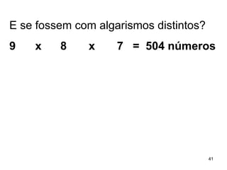 E se fossem com algarismos distintos? 9  x  8  x  7  =  504 números 