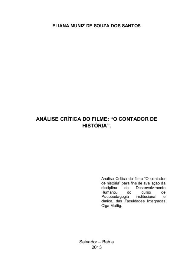 Analise critica do filme o contador de história Analise critica do filme o contador de história
