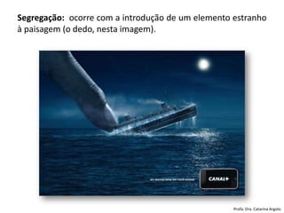 Segregação: ocorre com a introdução de um elemento estranho
à paisagem (o dedo, nesta imagem).
Profa. Dra. Catarina Argolo
 