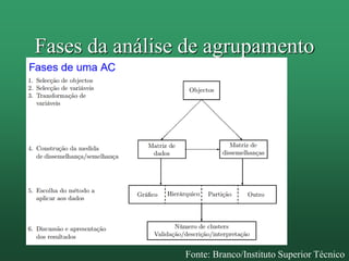 Fases da análise de agrupamento
Fonte: Branco/Instituto Superior Técnico
 