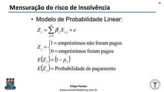 Felipe Pontes
www.contabilidademq.com.br
Mensuração do risco de insolvência
38
 