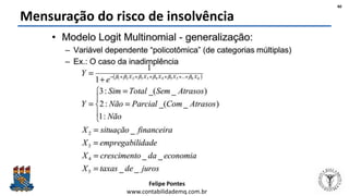 Felipe Pontes
www.contabilidademq.com.br
Mensuração do risco de insolvência
40
 