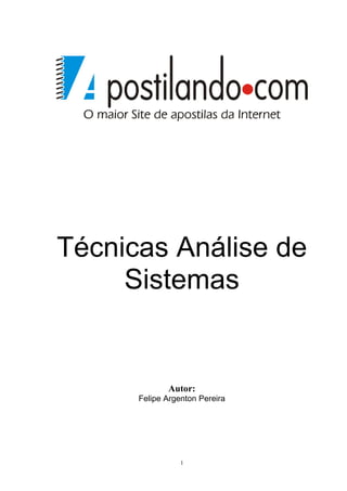 Técnicas Análise de
     Sistemas


             Autor:
      Felipe Argenton Pereira




                 1
 