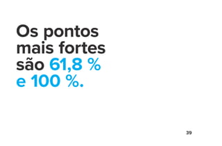 39
Os pontos
mais fortes
são 61,8 %
e 100 %.
 