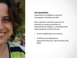 Análise	
  heurís:ca	
  
O	
  que	
  é	
  
Avaliação	
  elaborada	
  a	
  parMr	
  de	
  critérios	
  e	
  qualidade	
  pré	
  estabelecidos.	
  
	
  
Como	
  foi	
  realizada	
  
•  Escolha	
  de	
  um	
  possível	
  concorrente	
  (Fast	
  Shop)	
  
•  IdenMﬁcação	
  de	
  categorias	
  essenciais	
  para	
  boa	
  experiência	
  de	
  compra	
  
•  Comparação	
  entre	
  os	
  dois	
  sites	
  
Iris	
  Jacomino	
  	
  -­‐	
  	
  São	
  Paulo,	
  
9/11/2013	
  
AD	
  DIALETO	
  |	
  Análise	
  do	
  site	
  Ricardo	
  Electro	
  
 