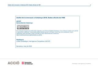 Anàlisi de la innovació a Catalunya 2018. Dades oficials de l’INE 2
Estratègia i Intel·ligència Competitiva
Anàlisi de la ...